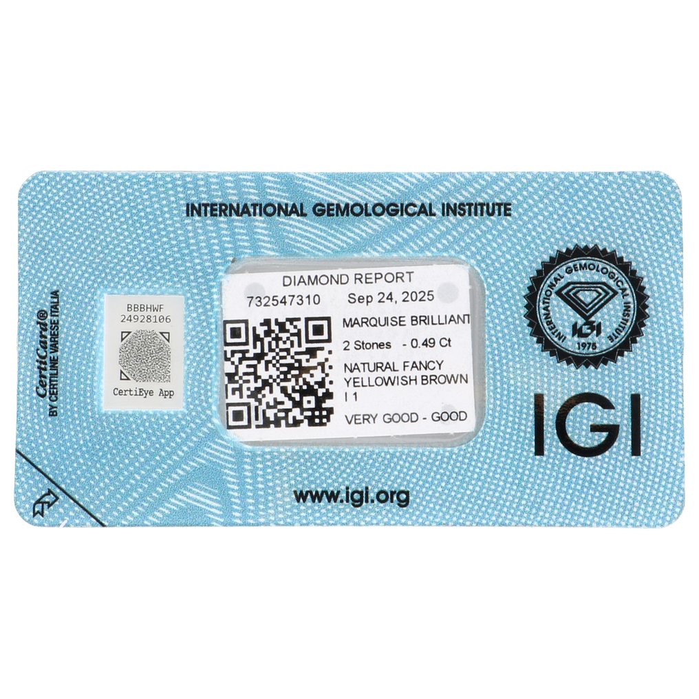 Zonder minimumprijs - 2 pcs Diamant (Natuurlijk) - 0.49 ct - Markies - P1 - International Gemological Institute (IGI) #2.1