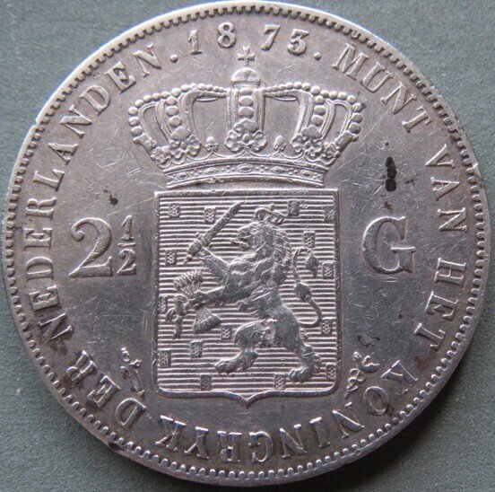 Netherlands. Willem III. 2 1/2 Gulden 1873  (No Reserve Price) #1.0