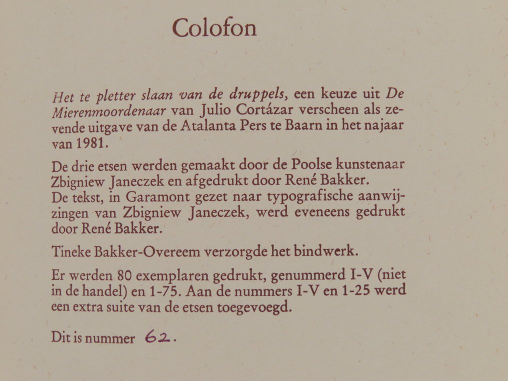 Julio Cortázar & Zbigniew Janaczek - Het te pletter slaan van de druppels, e.a. - 1981-1982 #4.3