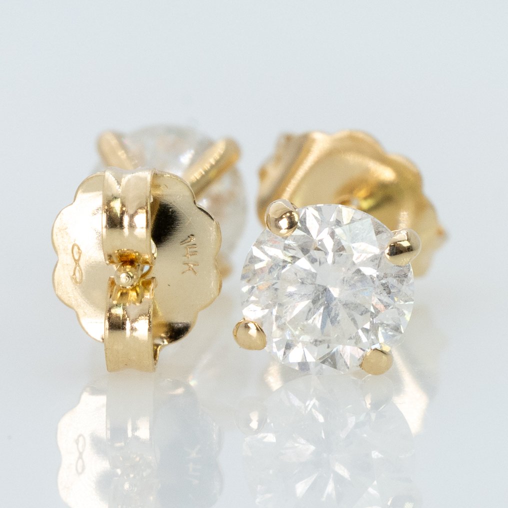 χωρίς τιμή ασφαλείας - Σκουλαρίκια - 14 καράτια Κίτρινο χρυσό -  1.24ct. tw. Διαμάντι (Φυσικό) - GWLab #4.3