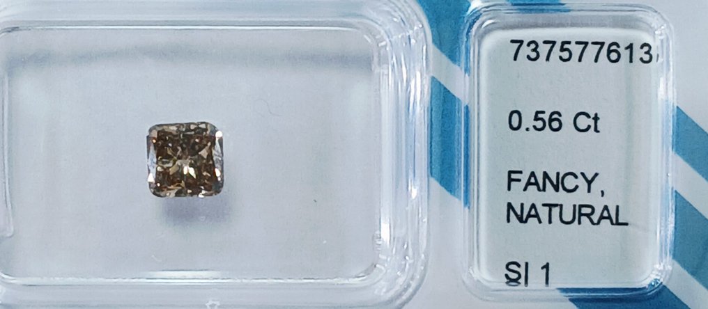 Ingen reservasjonspris - 1 pcs Diamant (Naturfarget) - 0.56 ct - Pute - Fancy Brun Gul - SI1 - Det internasjonale gemologiske institutt (IGI) #2.1