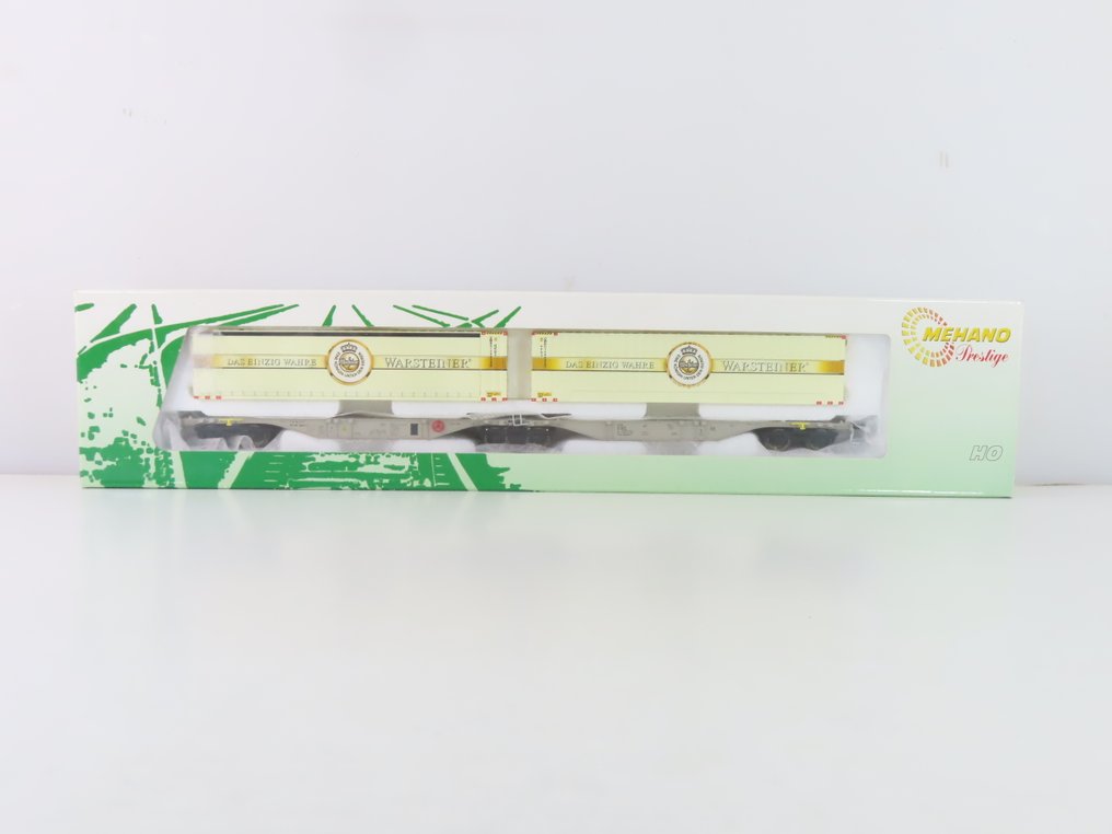 Mehano H0 - T284 - Model train freight carriage (1) - Six-axle container transport wagon with cargo and the 'Warsteiner' branding. - Privaat, AAE #4.3