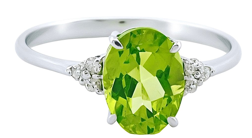 χωρίς τιμή ασφαλείας - Δαχτυλίδι - 18 καράτια Λευκός χρυσός Περίδοτο - Διαμάντι #3.2