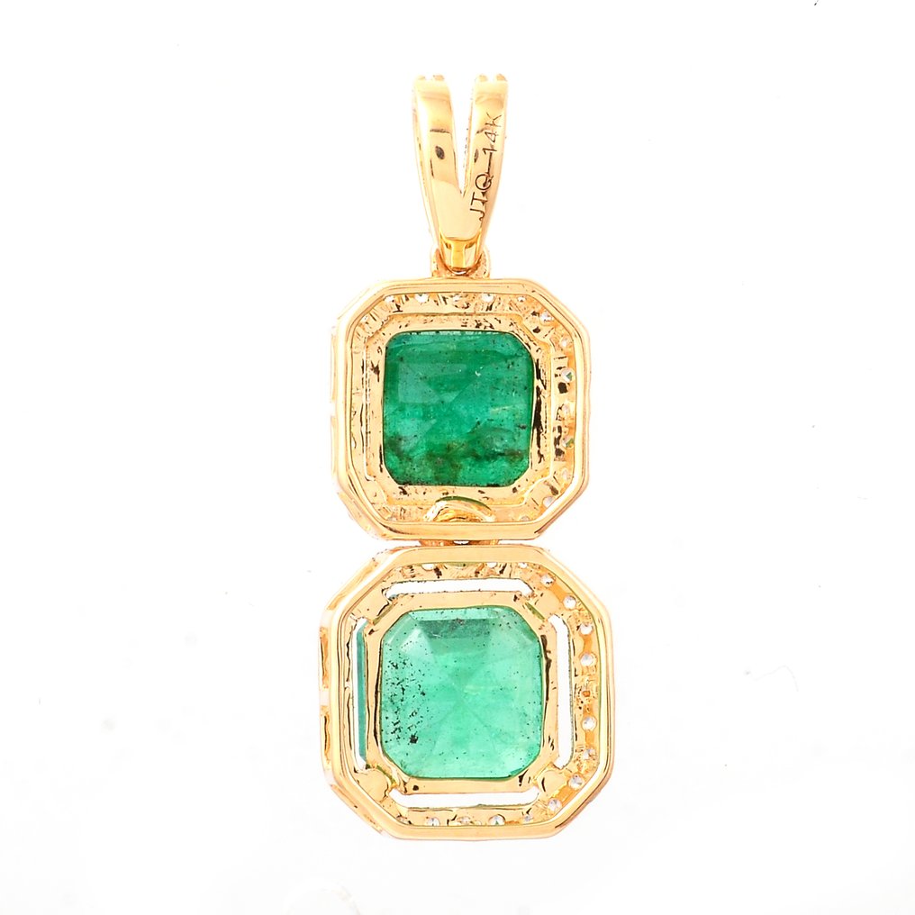 Ingen mindstepris - Vedhæng - 14 karat Gulguld - 2.99ct. tw. Smaragd - Safir #1.0