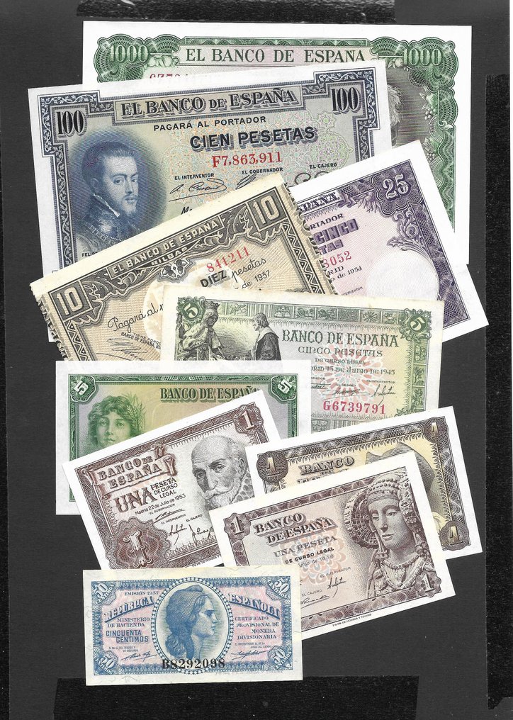 Spanyolország. - 10 Banknotes - various dates  (Nincs minimálár) #1.0