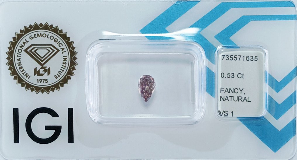 沒有保留價 - 1 pcs 鑽石  (天然彩色)  - 0.53 ct - 梨形 - Fancy 淡紫色 褐色 - VS1 - 國際寶石學院（International Gemological Institute (IGI)） #1.0