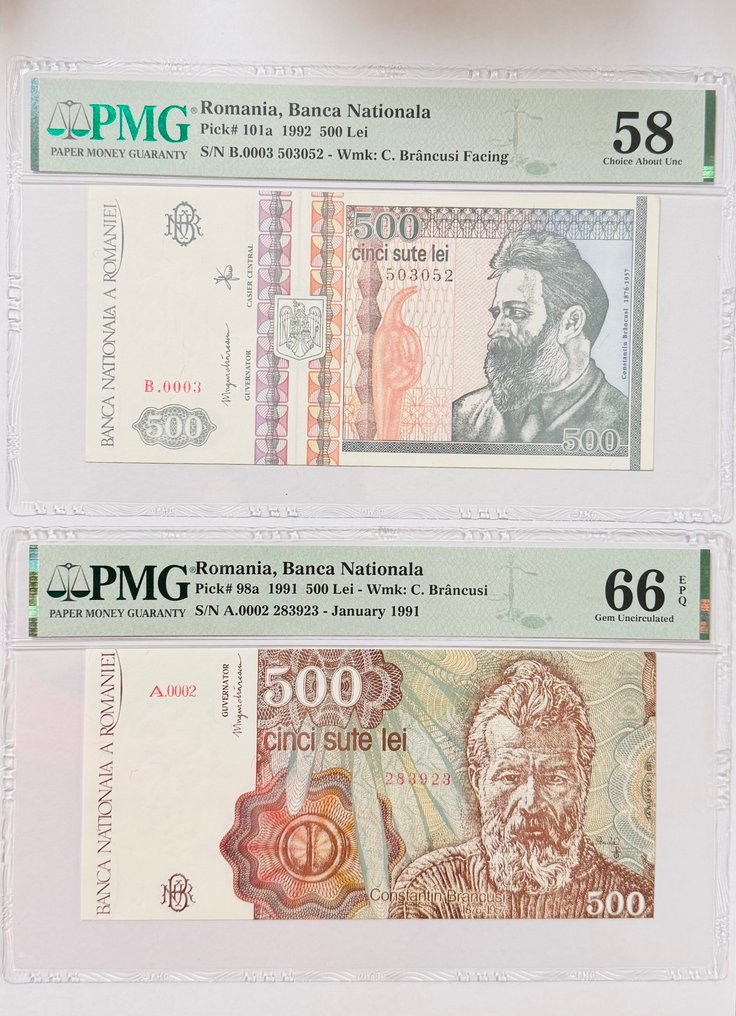 Ρουμανία. - 2 x 500 Lei 1991/1992 - Pick 98a / 101a (χωρίς τιμή ασφαλείας) #1.0