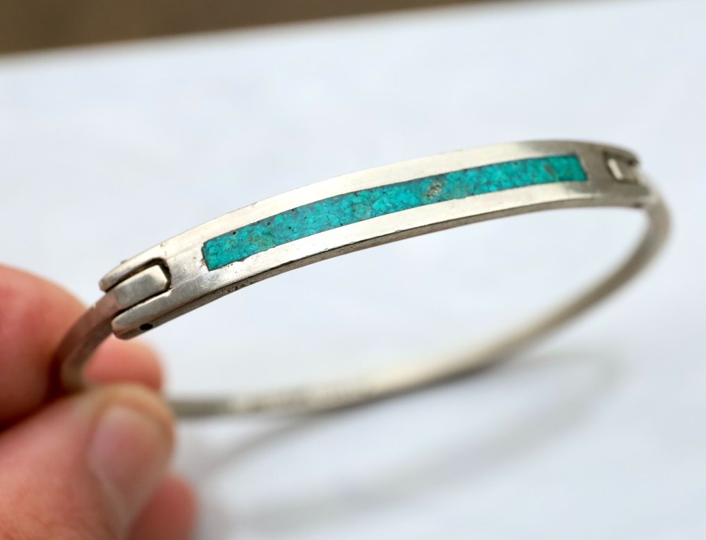 Ασημένιο 925 βραχιόλι με τιρκουάζ - Ασημί - Μεξικό - 20th century #1.0