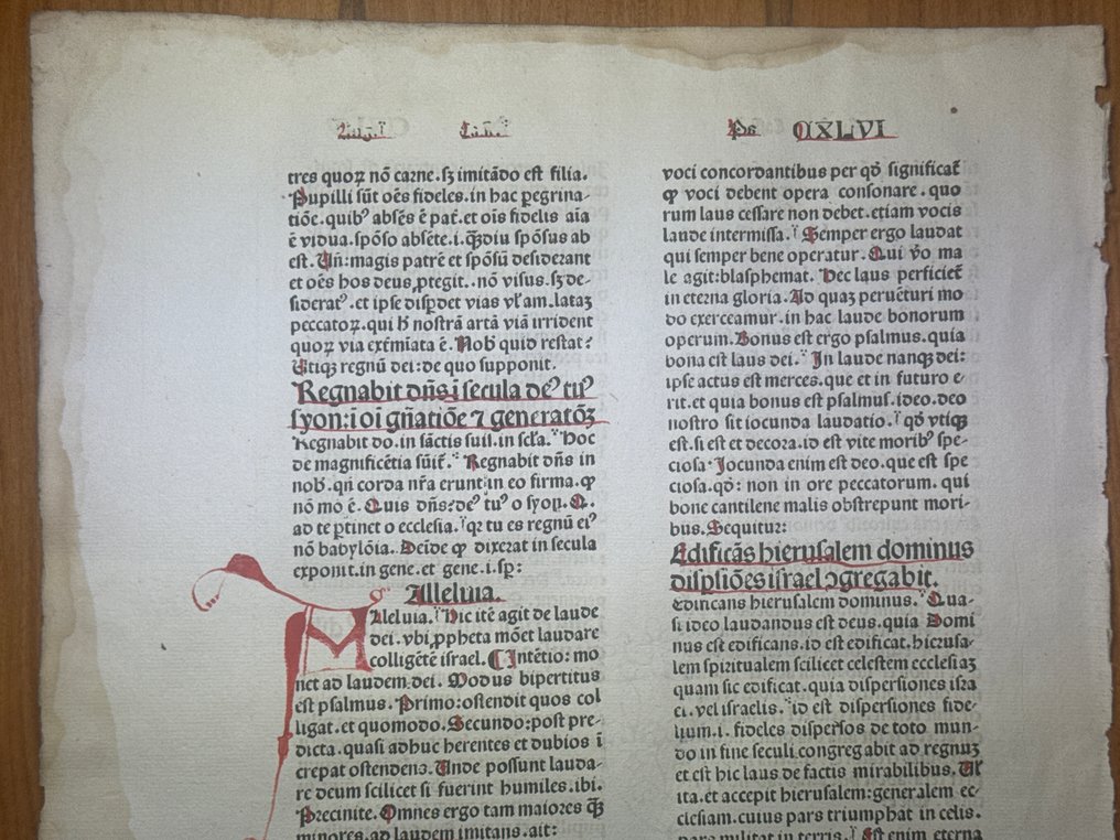 Johann Sensenschmidt und Andreas Frisner Nürnberg am 12. Februar 1478 - 1 Blatt Inkunabel Petri Lombardi glossa, quae magistralis dicitur... Schöne Rubrizierung Rare! - 1478 #3.2