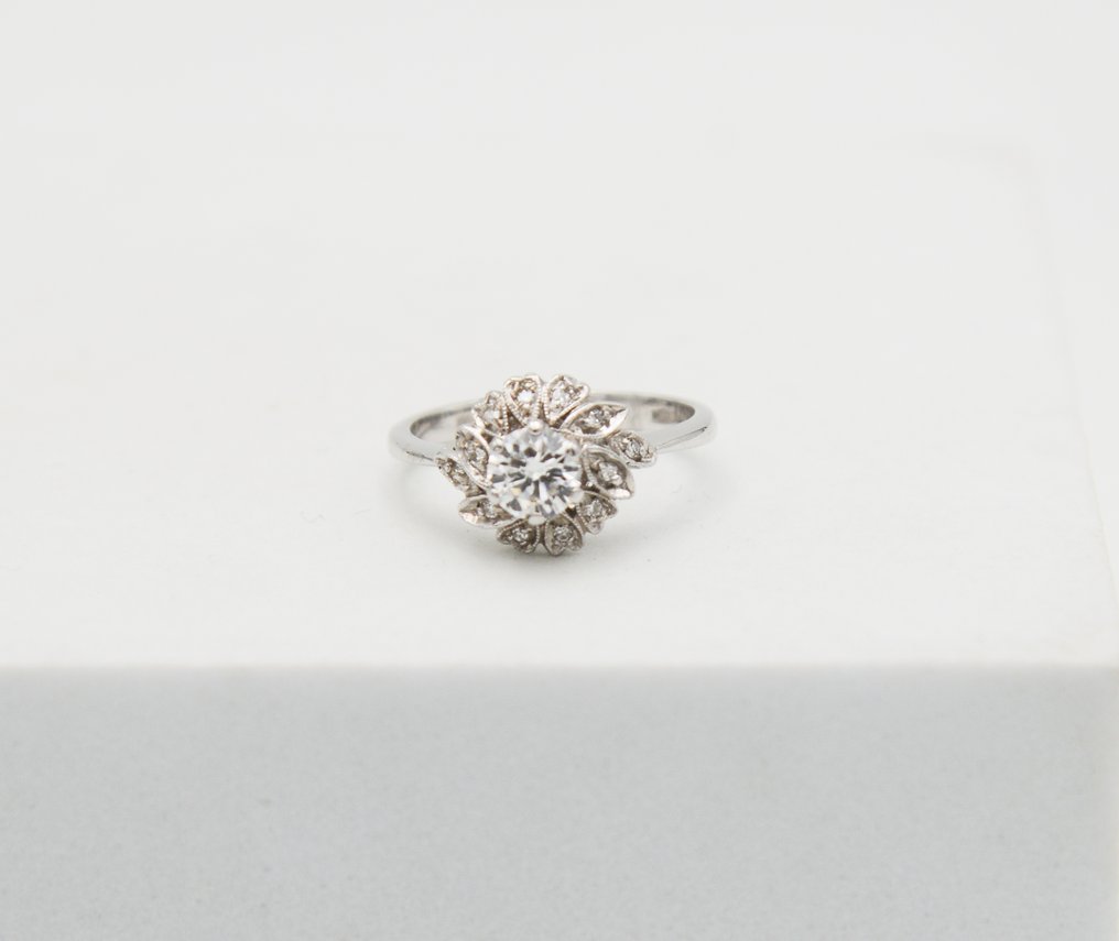 戒指 - 18K包金 白金 钻石 (天然) - 钻石 #1.0