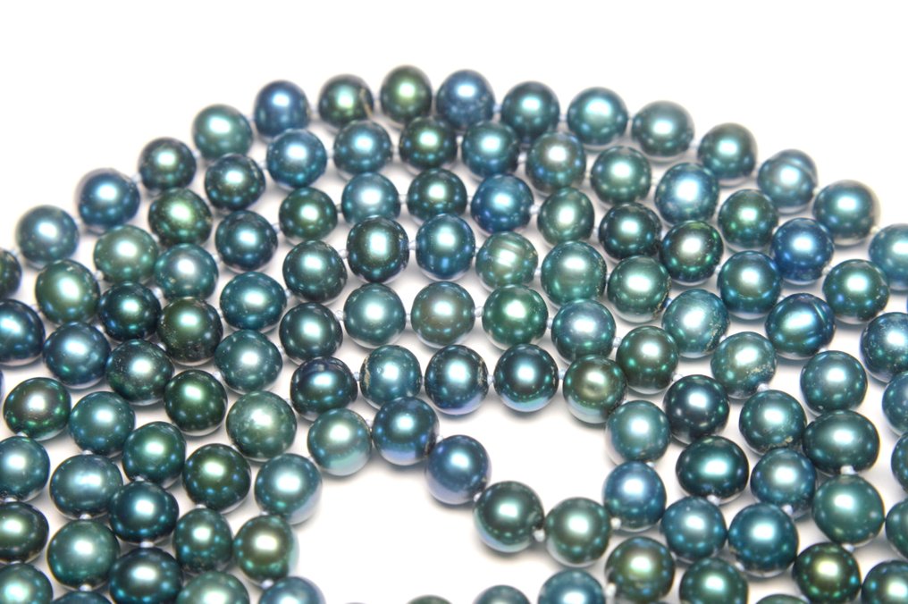 珍珠 - 养殖珍珠（海洋蓝） - 项链 - 珍珠 - 114 厘米 #1.0