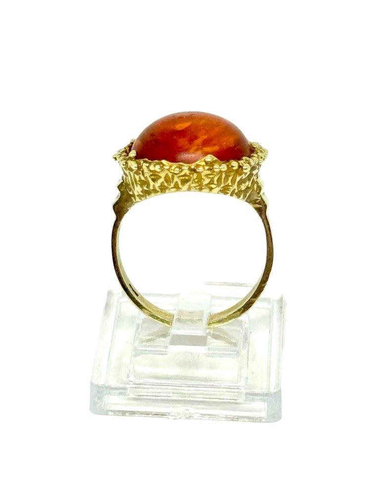 戒指 - 14K包金 黄金 琥珀 #4.3