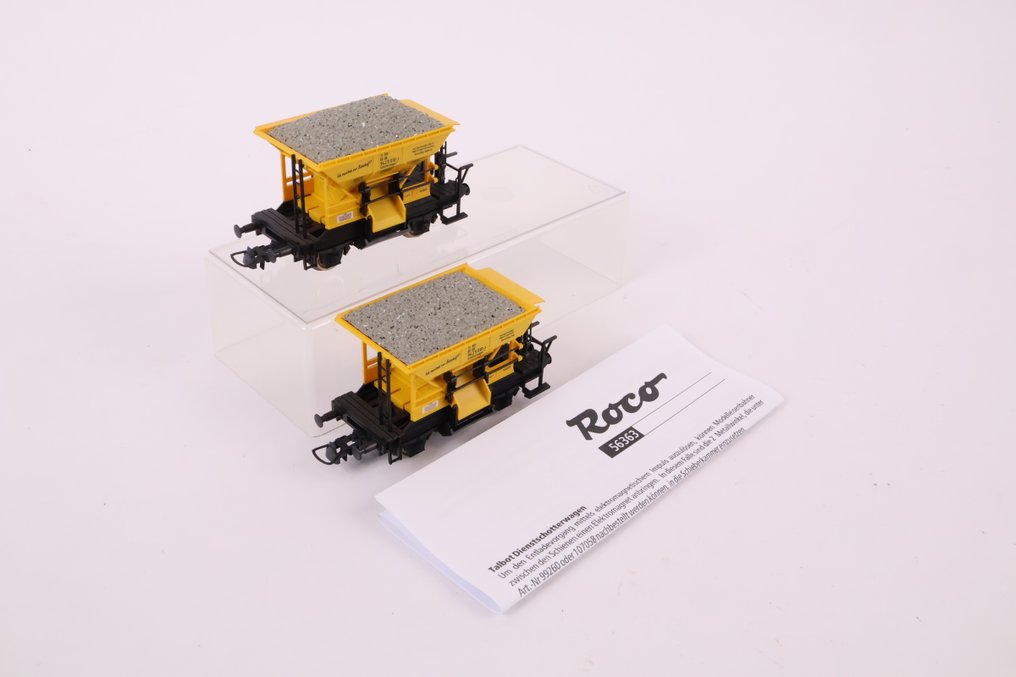 Roco H0 - 56363 - Model wagonu towarowego (2) - Dwa żółte wagoniki młynowe - DB #1.0