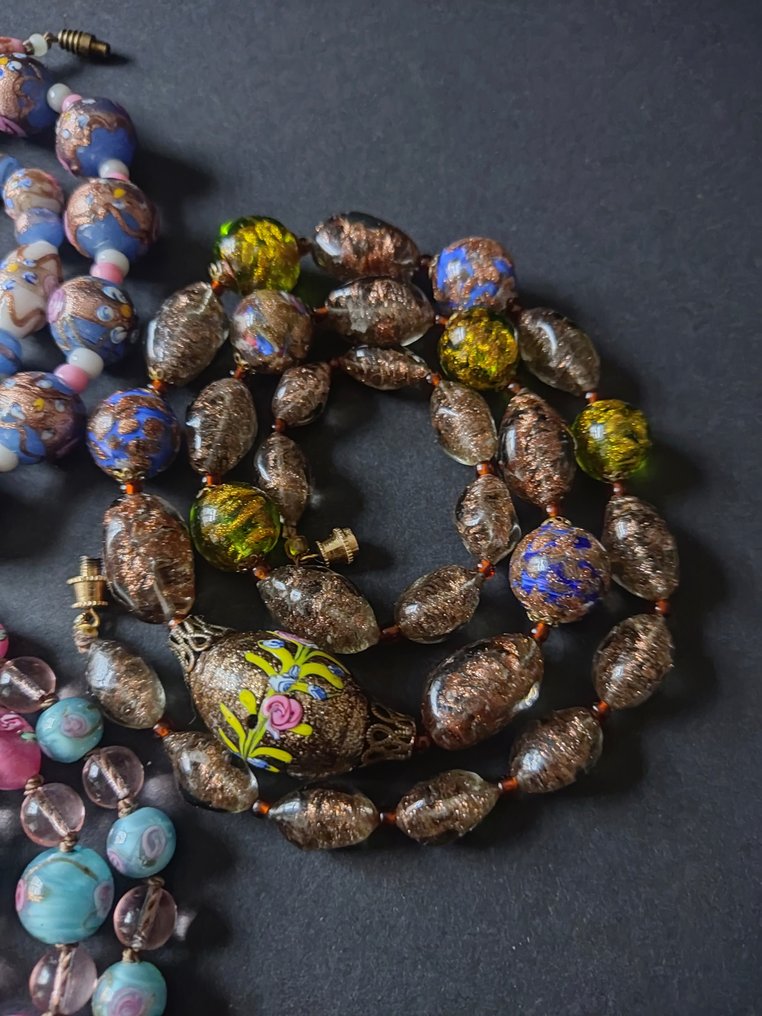 Messing - Kæde - Murano bryllupskageperler #2.1