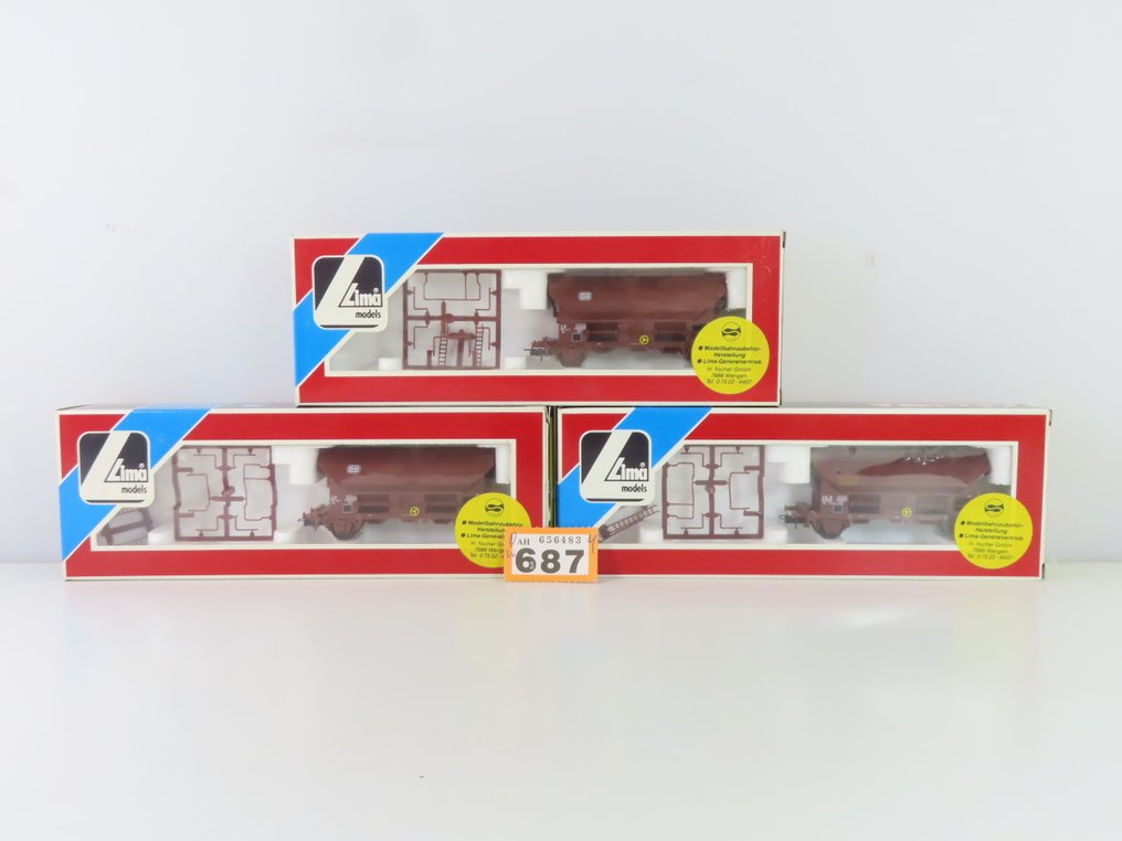 Lima H0 - 3569/3568 - Modelltog godsvogn (3) - 3x 2-akslede under-/selvlosser - SNCF #2.1