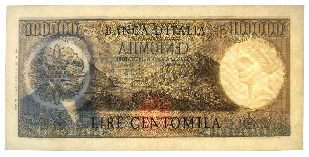 Ιταλία. - 100.000 Lire 19/07/1970 "Manzoni" - Gigante BI 82B2; Pick 100b #3.2