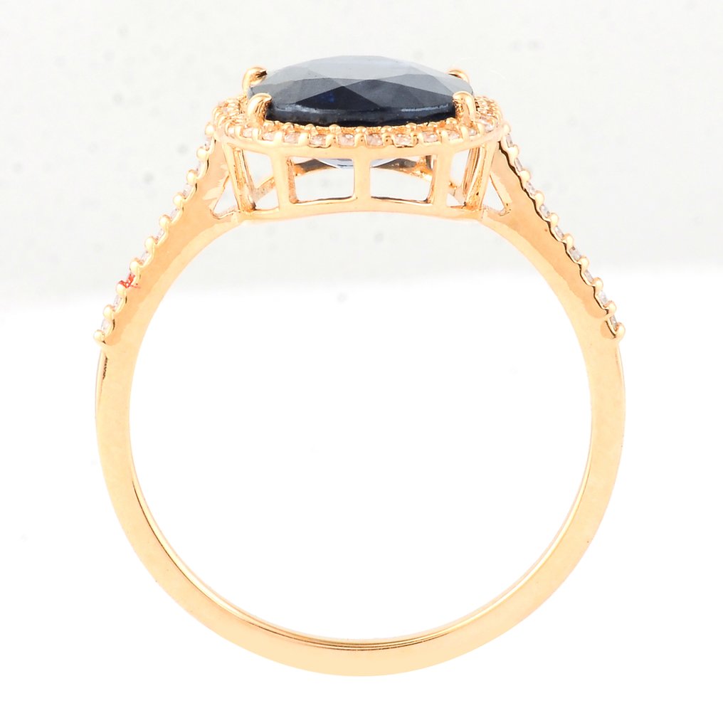 χωρίς τιμή ασφαλείας - Δαχτυλίδι - 14 καράτια Κίτρινο χρυσό - 3.25ct. tw. Ζαφείρι - Διαμάντι #2.1