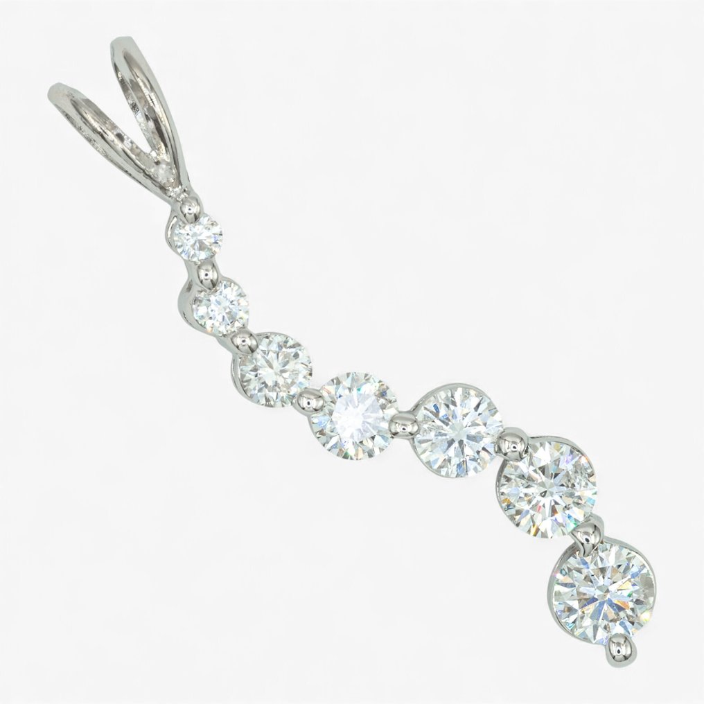 Nincs minimálár - Függő - 14 kt. HRD, Fehér arany -  1.10ct. tw. Gyémánt (Természetes) #2.1