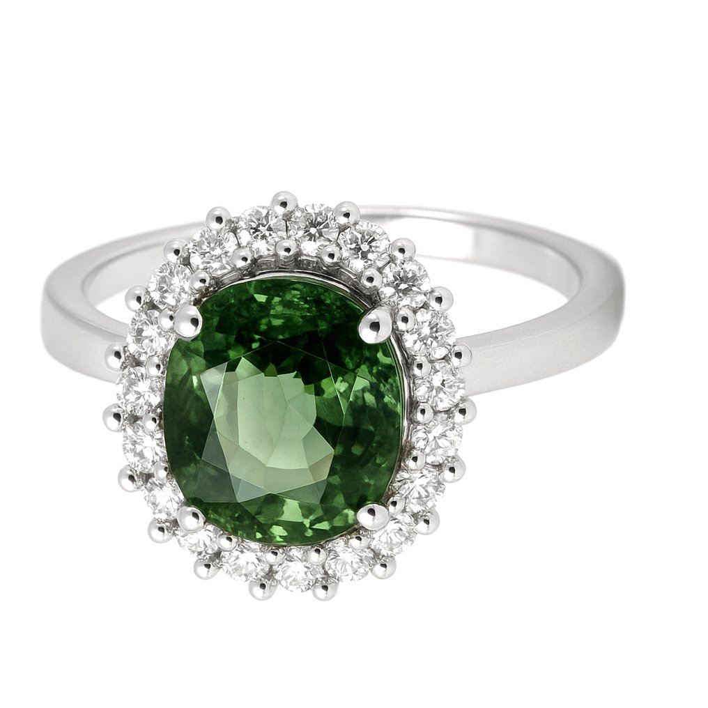 Bague - 18 carats Or blanc - 2.25ct. tw. Tourmaline - Diamant #2.1