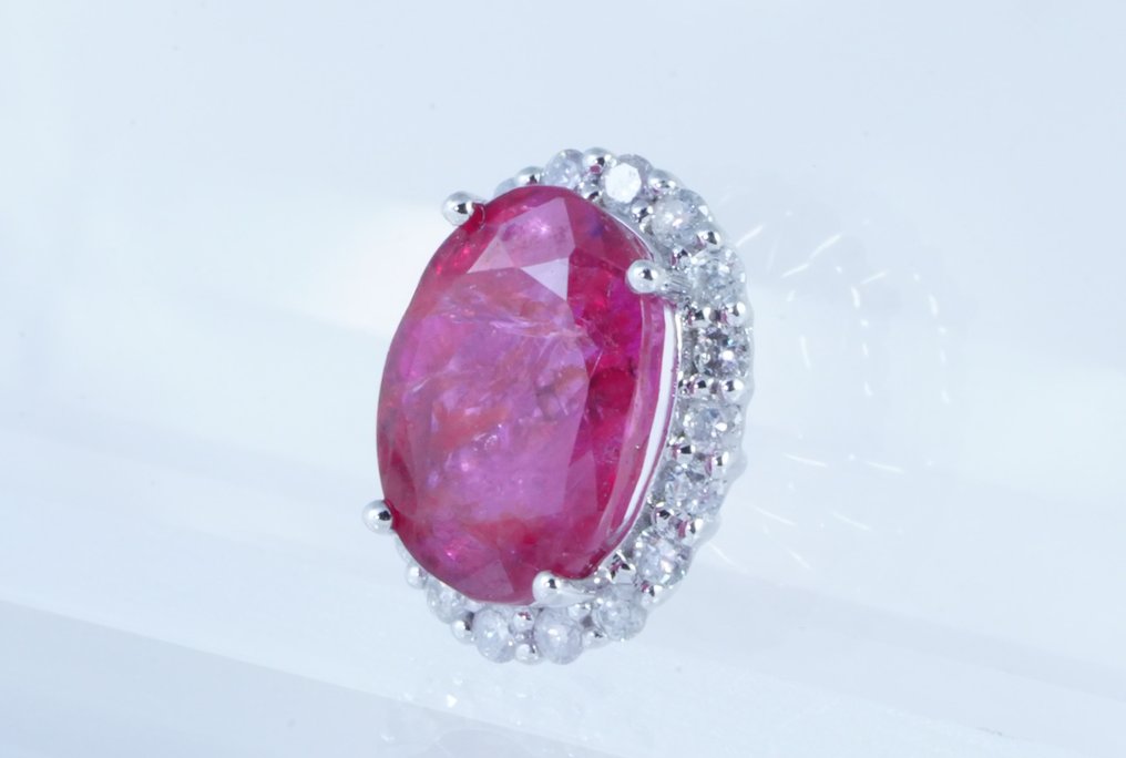 No reserve price - Pendant Platinum -  2.03ct. tw. Ruby - Diamond #1.0