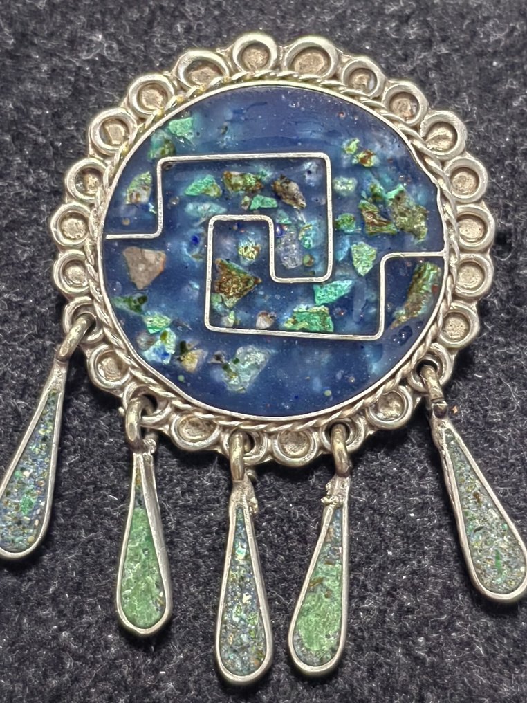 Μεξικανός ασημένιος ψηφιδωτός καρφίτσα - Μεξικό  (χωρίς τιμή ασφαλείας) #3.2