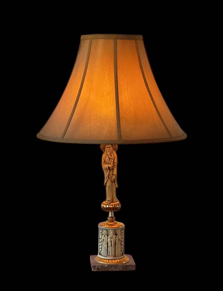 台灯 - 大理石、人造骨、缎面布 #3.2