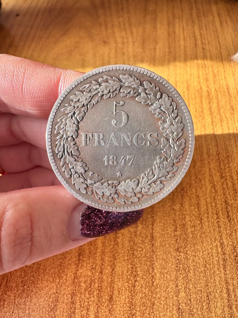 Βέλγιο. Leopold I. 5 Franchi 1847 (χωρίς τιμή ασφαλείας) #1.0