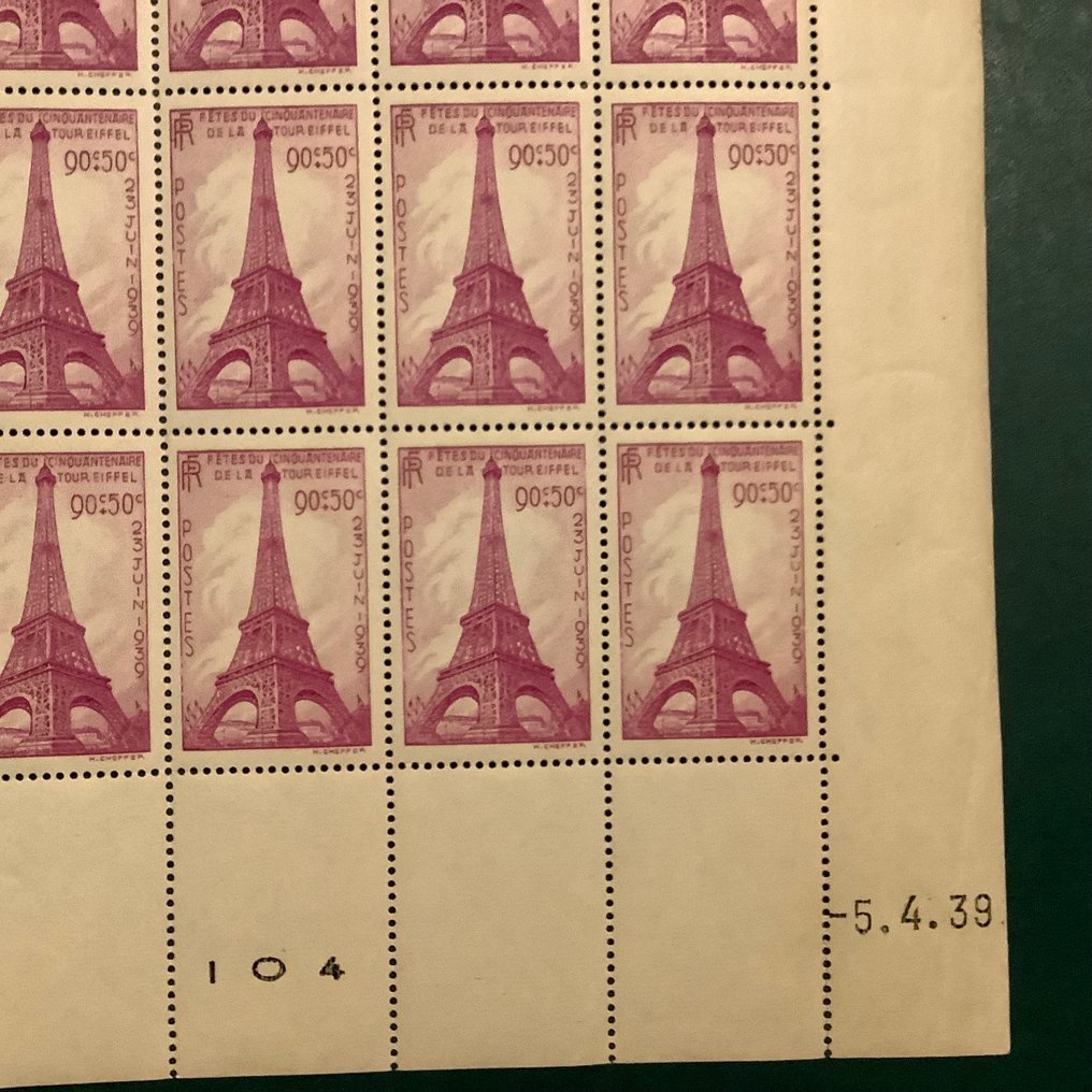 法國 1939 - 艾菲尔铁塔全幅照片 - Yvert 429 #1.0