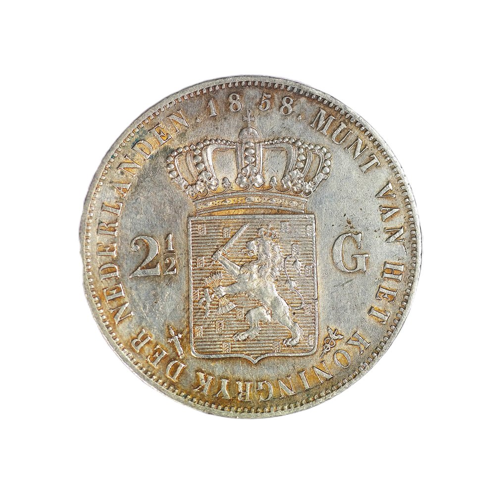 Nederland. Willem III. 2 1/2 Gulden 1858 - High Quality - Schulman 584 (Zonder minimumprijs) #1.0