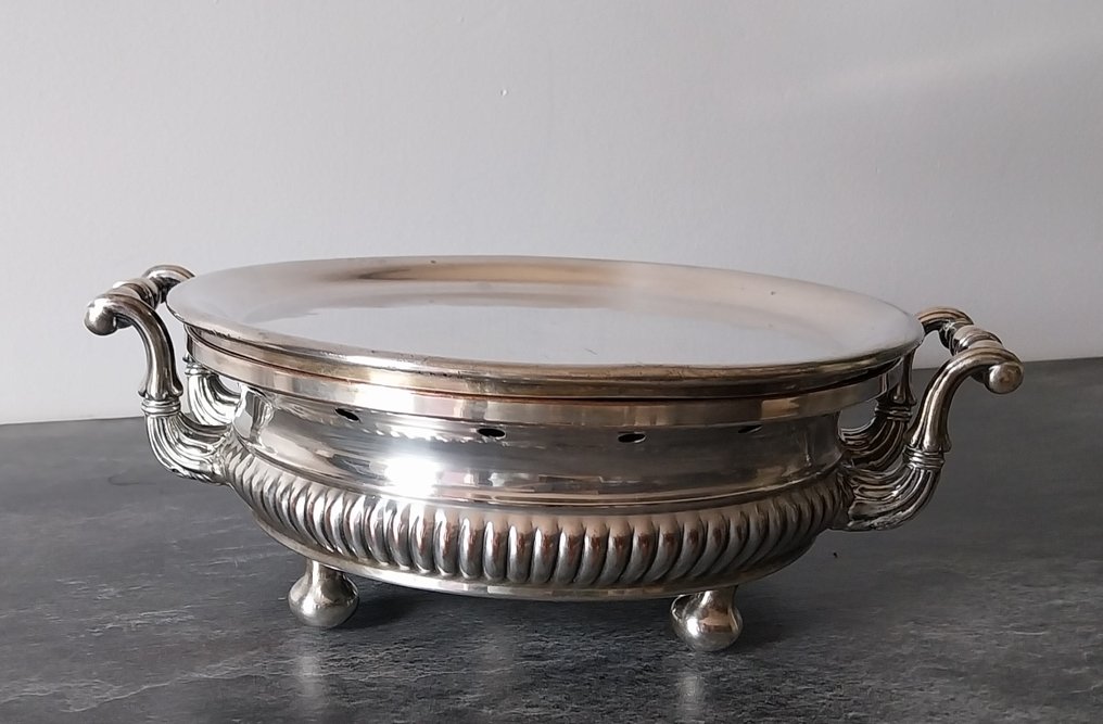 John Sherwood - Serving tray - Model "Whale" - Silverplated - Plate Warmer Rocaille #4.3