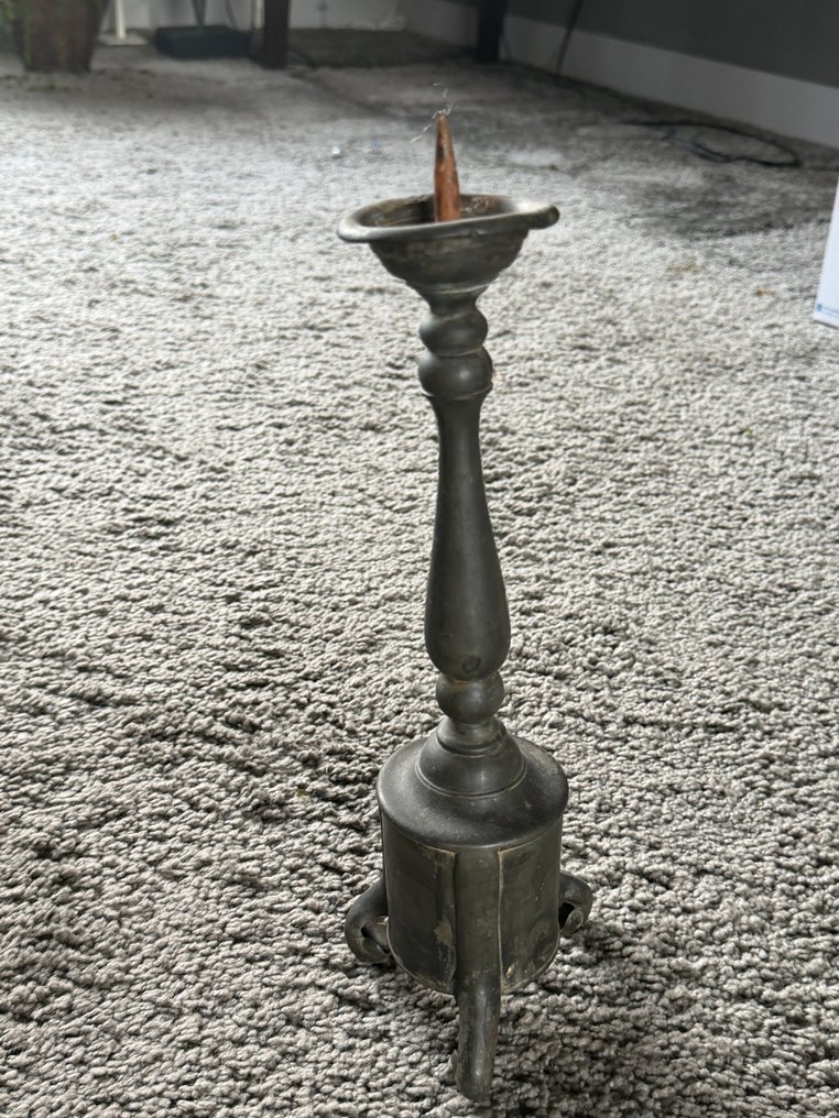 Lysestake (6) - Messing - Antikk lysestake #4.3