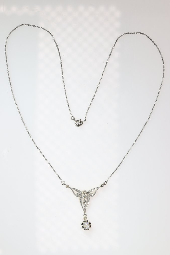 Ei pohjahintaa - Kaulakoru - 18 kt. Valkokulta, Keltakulta - Timantti - 1900-luvun Art Nouveau #2.1