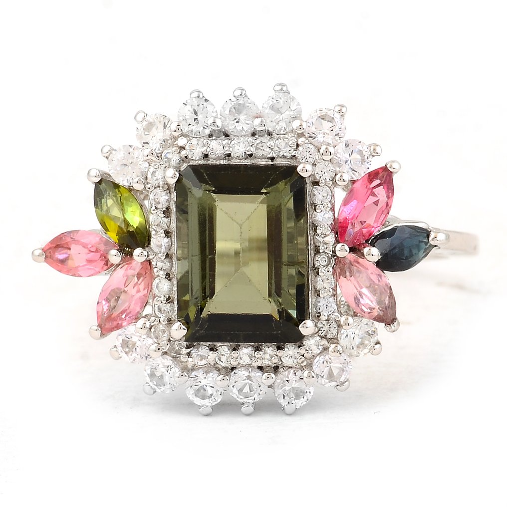 没有保留价 - 戒指 白金 - 2.53ct. tw. 电气石 - 蓝宝石 #1.0