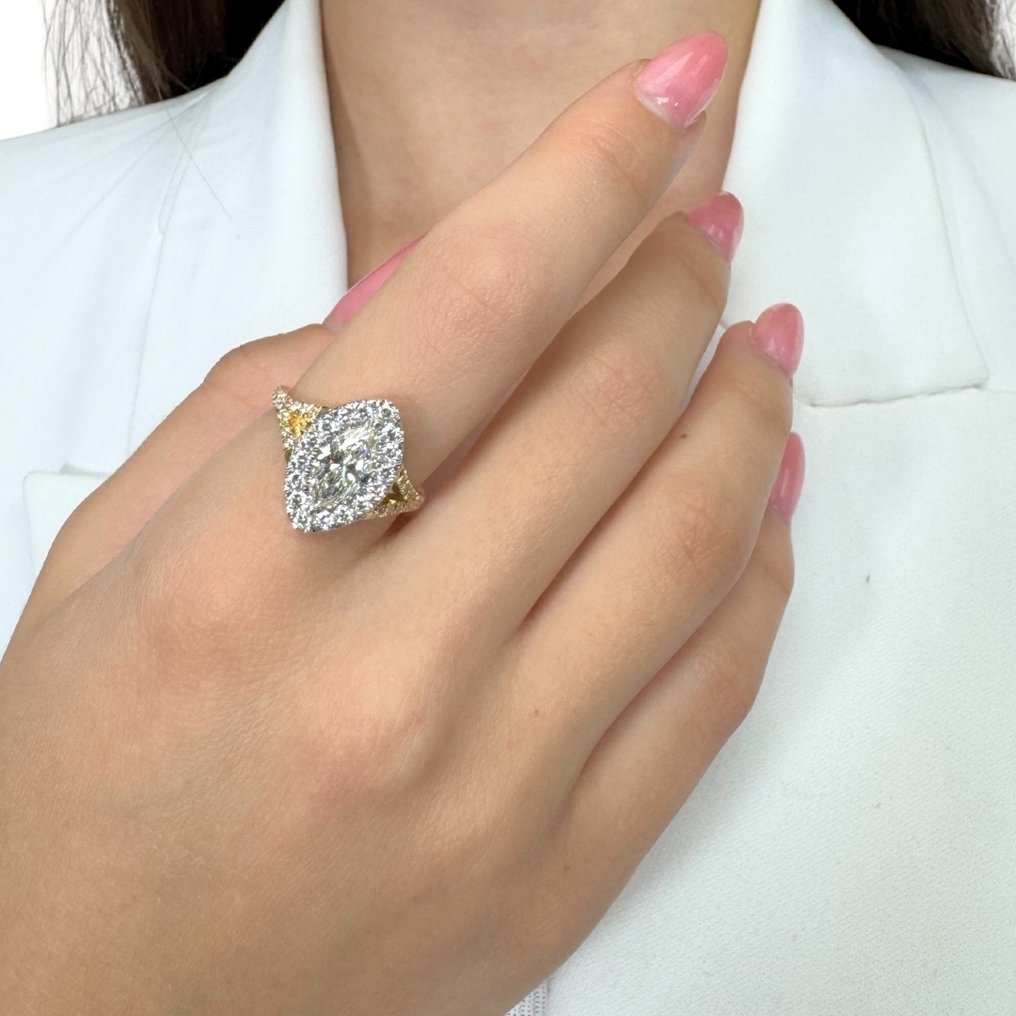 Gyűrű - 18 kt. Sárga arany, Fehér arany - 1.61ct. tw. Gyémánt (Természetes) - Gyémánt - Csodálatos gyűrű #2.1