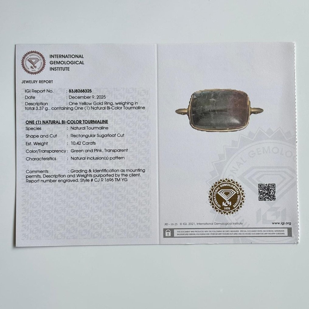 Δαχτυλίδι - 14 καράτια Κίτρινο χρυσό -  10.42ct. tw. Τουρμαλίνης #3.2
