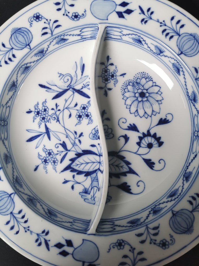 Meissen - Cipolla blu - Grande piatto da portata diviso D.34,5cm - 1.Wahl - XX secolo - Platter - Porcelain #1.0