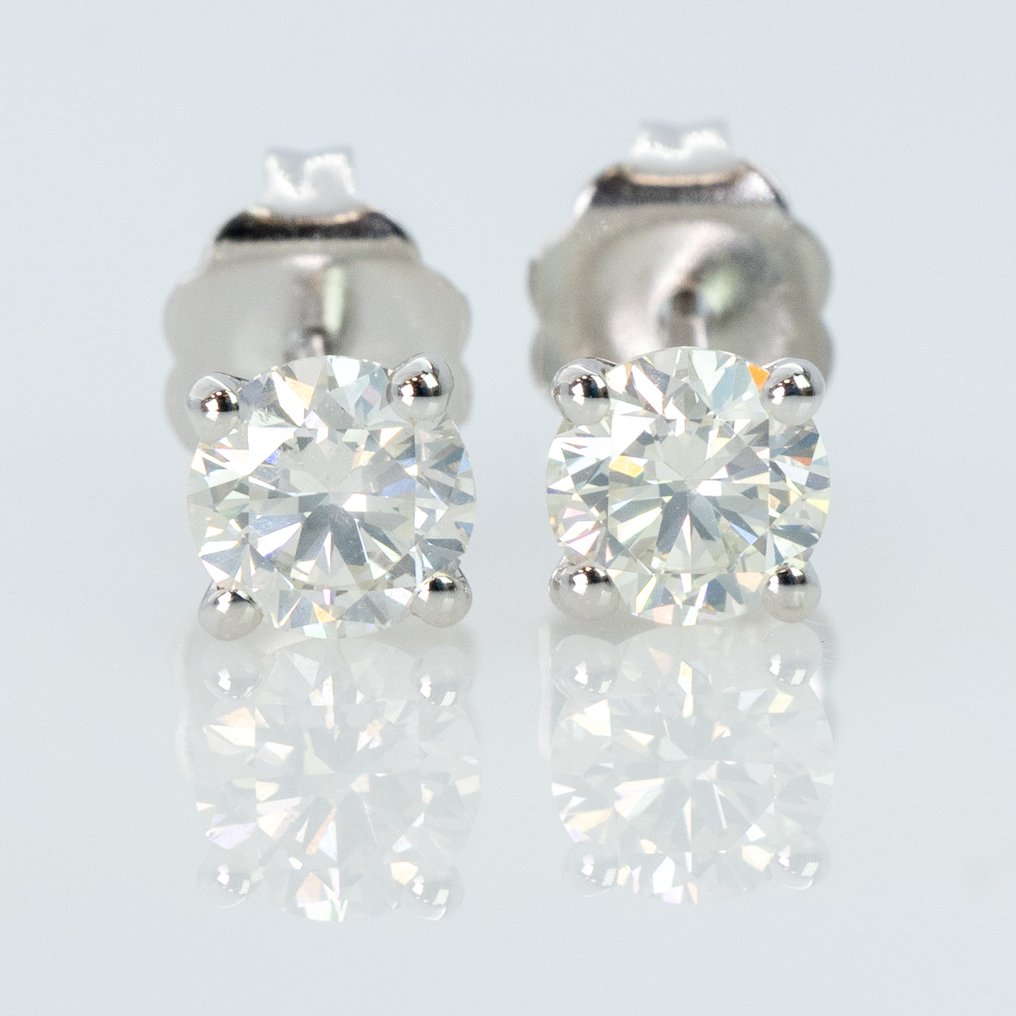 Nincs minimálár - Drop fülbevaló - 14 kt. Fehér arany - 0.83ct. tw. Gyémánt (Természetes) - GWLab #1.0