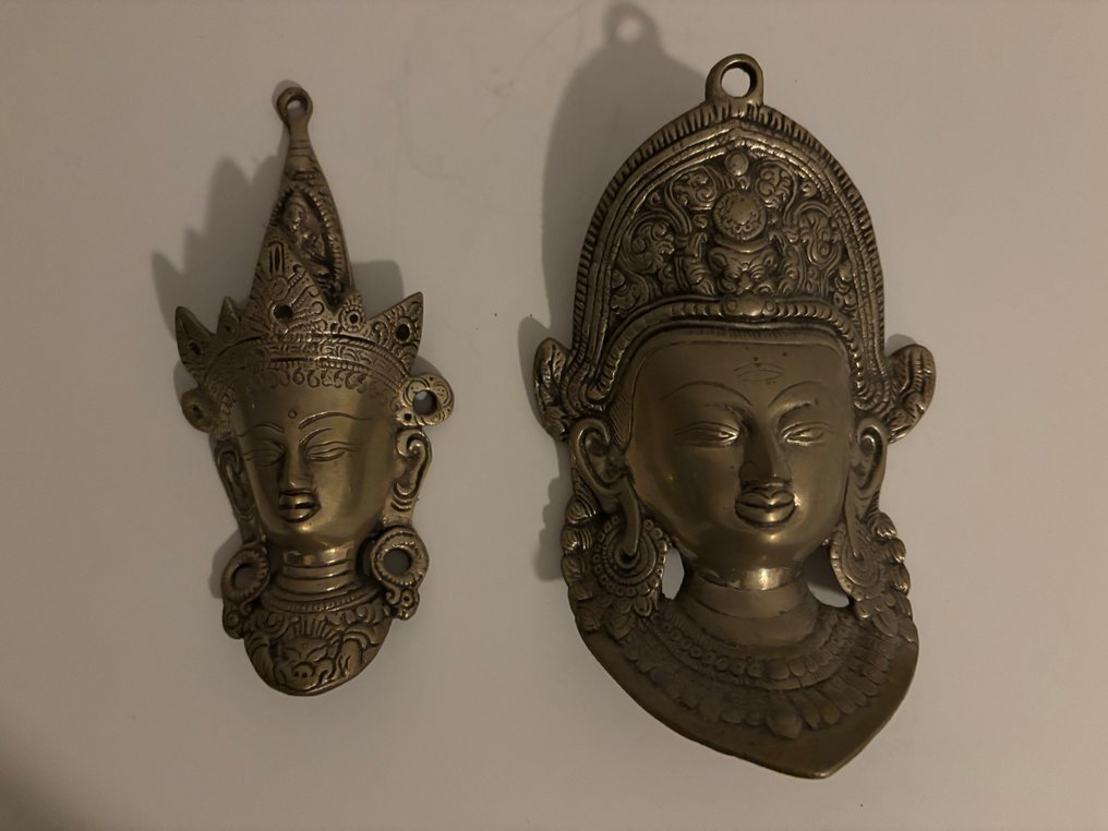 Skulptur, Handmade Tibetan masks Buddhist goddess Tara Devi - 20 cm - Messing #1.0