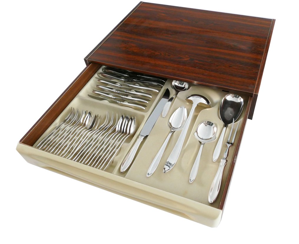 Gero, Gerritsen Zeist - Georg Nilsson - Servizio di posate (43) - modello Perfection - Placcato argento, Legno - Set da 43 pezzi per 6 persone #1.0