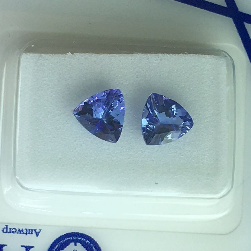 没有保留价 - 2 pcs  紫色 坦桑石  - 1.10 ct - 安特卫普宝石检测实验室（ALGT） - 坦桑尼亚坦桑石 #2.1