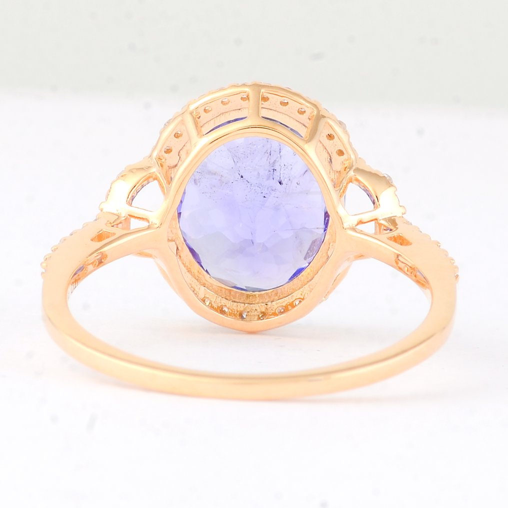 没有保留价 - 戒指 - 14K包金 黄金 - 3.27ct. tw. 坦桑石 - 钻石 #2.1
