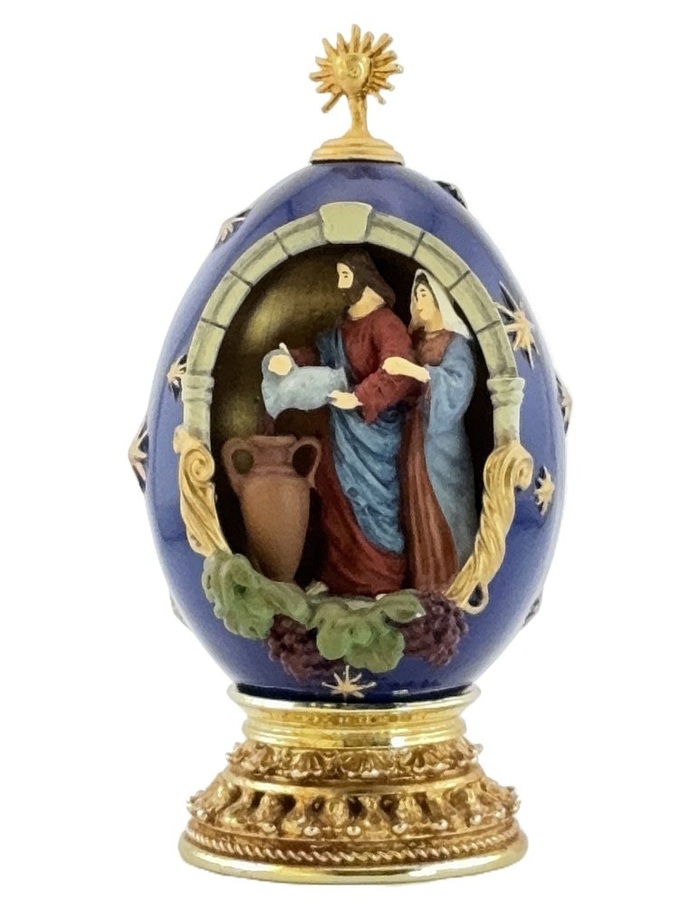 House of Faberge 24 Karat Gold Plated Imperial Nativity Egg - Nativity scene - Porcelain, Gold plated, Enamel #1.0