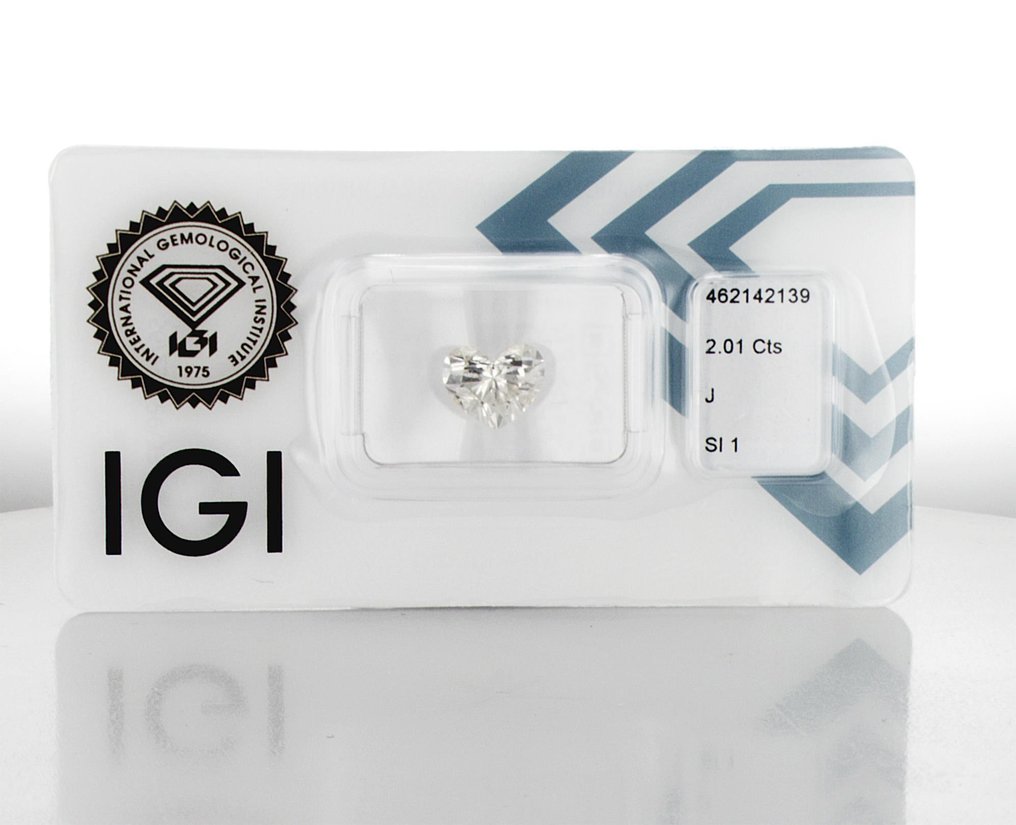 1 pcs 钻石 (天然) - 2.01 ct - 心形 - J - SI1 微内含一级 - 国际宝石研究院(IGI) - IYG016 #1.0