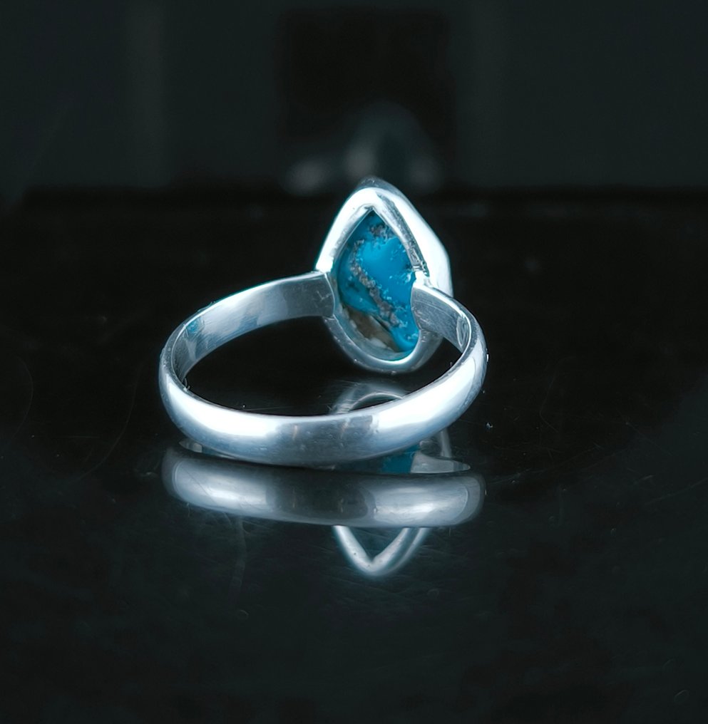 Τυρκουάζ Δαχτυλίδι από ασήμι 925 - Ύψος: 15 mm - Πλάτος: 10 mm- 3.32 g - (1) #3.2