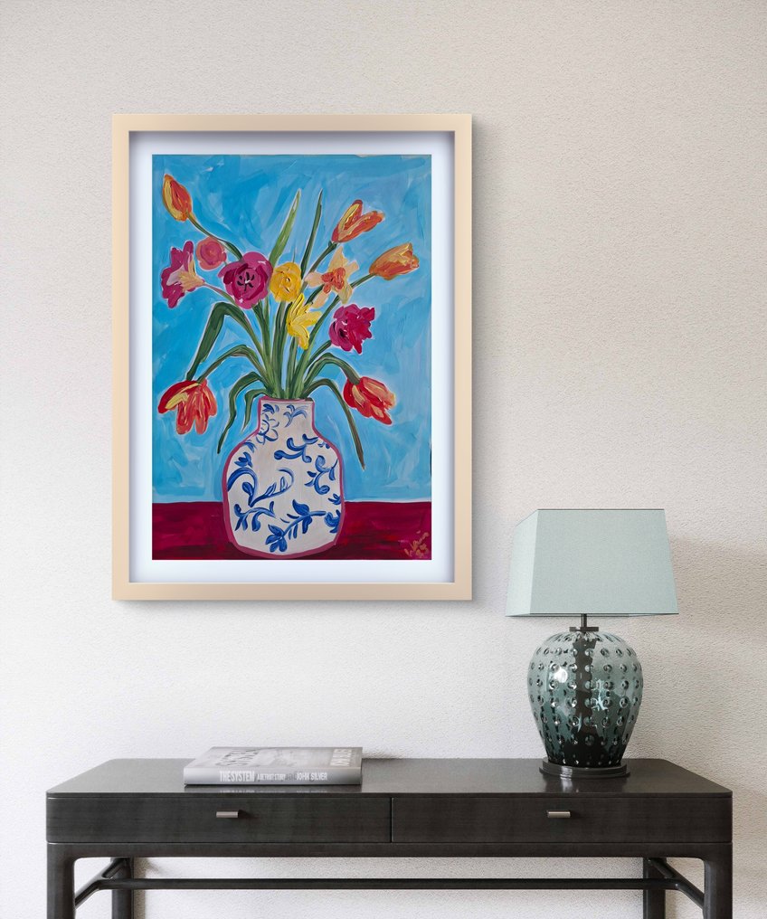 Kirsty Wain - Spring Flowers in a Chinese Vase - NO Reserve #2.1