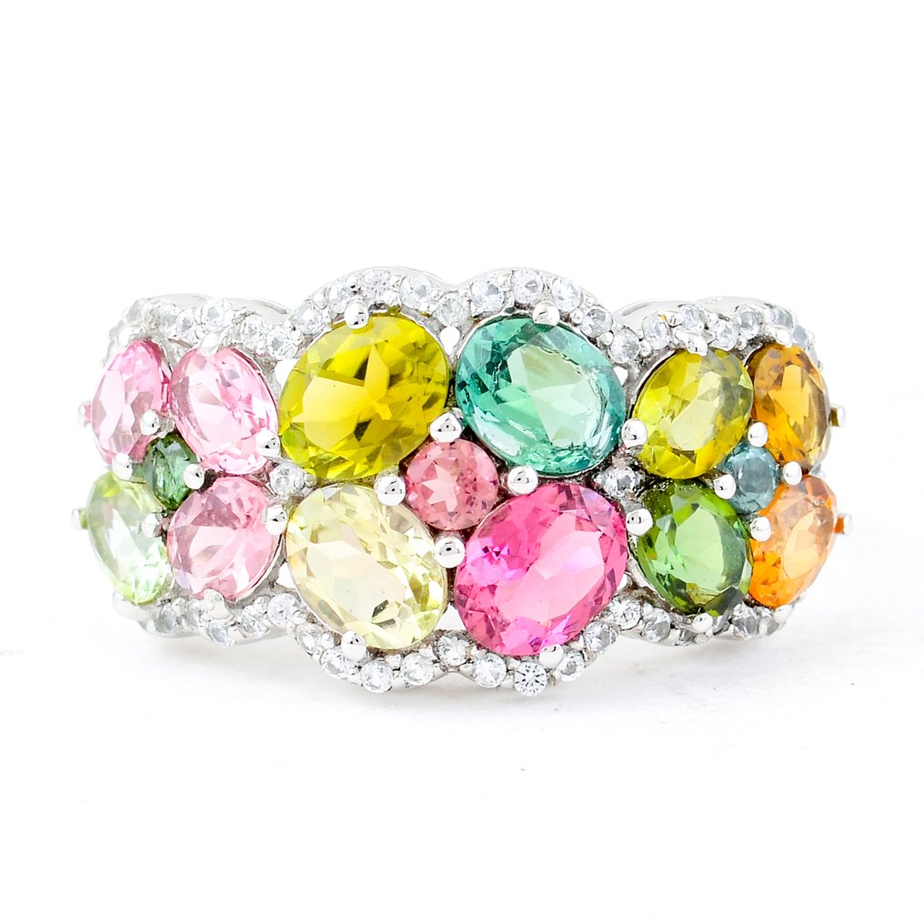 Sans prix de réserve - Bague Platine - 3.07ct. tw. Tourmaline - Saphir #1.0