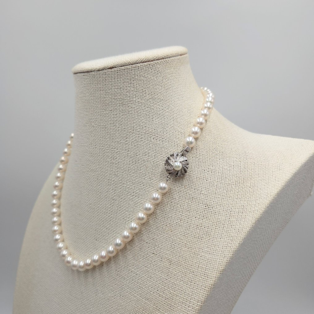 Zonder minimumprijs - Halsketting Zilver Parel - Akoya 7.0mm 17.7in #2.1