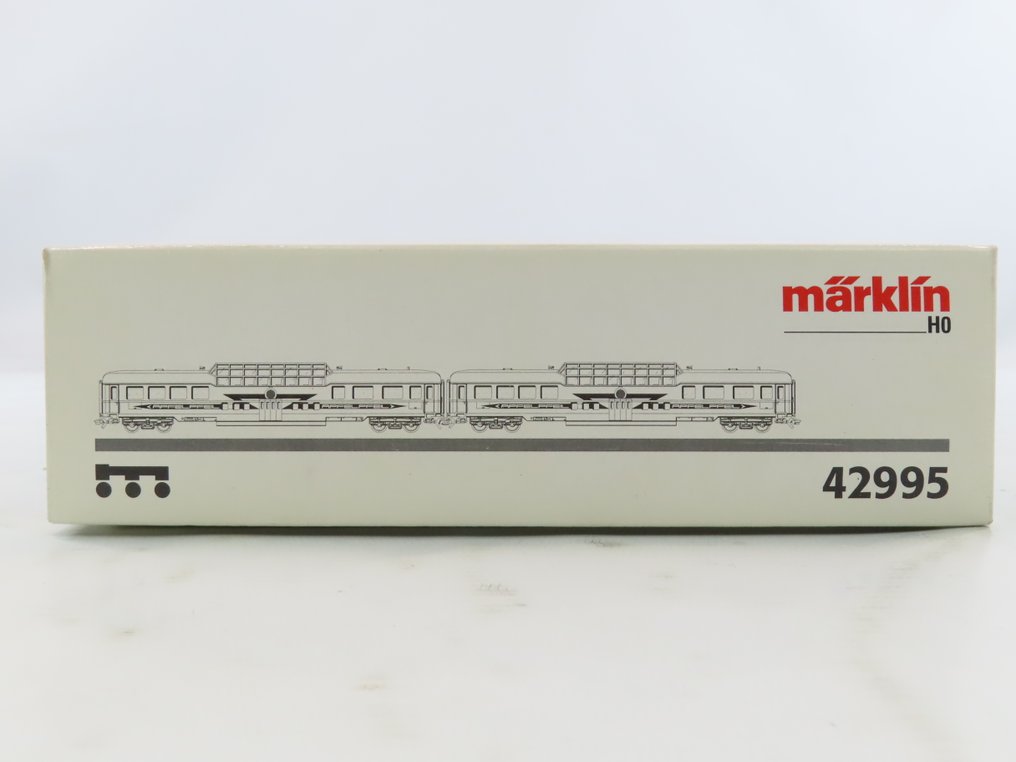 Märklin H0 - 42995 - Ensemble de wagons de passagers pour trains miniatures (1) - Ensemble de voitures de personnes en deux parties « Apfelpheil » avec 2x voitures de train express à - DB #4.3