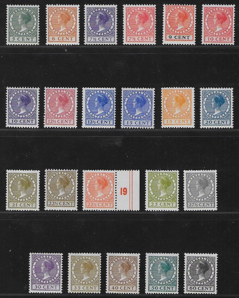 荷兰 1925/1939 - 完成Veth Wilhelmina系列，带水印和NKD认证证书 - NVPH 177 / 198 #1.0