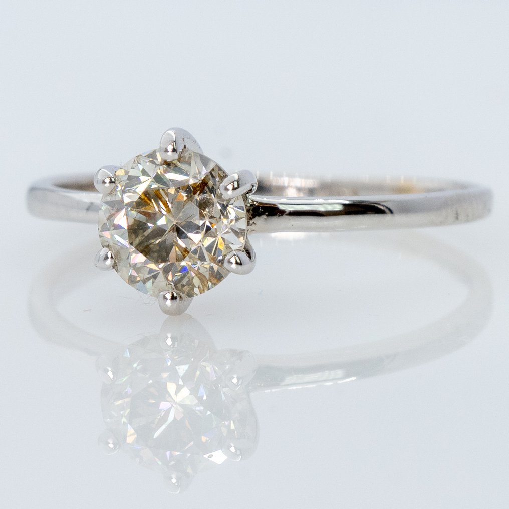 Sem preço de reserva - Anel - 18 K Ouro branco - 1.02ct. tw. Diamante (Colorido natural) - GWLab #1.0